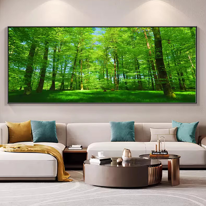 Green Forest Landscape Painting, Fortune-Attracting Decorative Painting, Sunny Big Tree, Room Eye-Protection, Bedroom Bedside Mural Hanging Painting Green Forest Landscape Painting, Fortune-Attracting Decorative Painting, Sunny Big Tree, Room Eye-Protection, Bedroom Bedside Mural Hanging Painting
