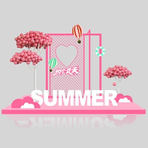 Outdoor summer Mitchen atmosphere arranged ocean theme mall window wiring dp point red photo card decoration