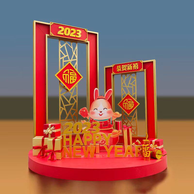 2023 New Year New Year New Year New Year Festival decorated with window shopping mall, dp point New Year's Mei Chen scene arrangement