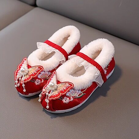 Spring Children's Hanfu Shoes, Girls' Traditional Embroidered Shoes, Baby Girl Shoes, National Trend Embroidered Dance Shoes, Breathable Cloth Shoes — 6