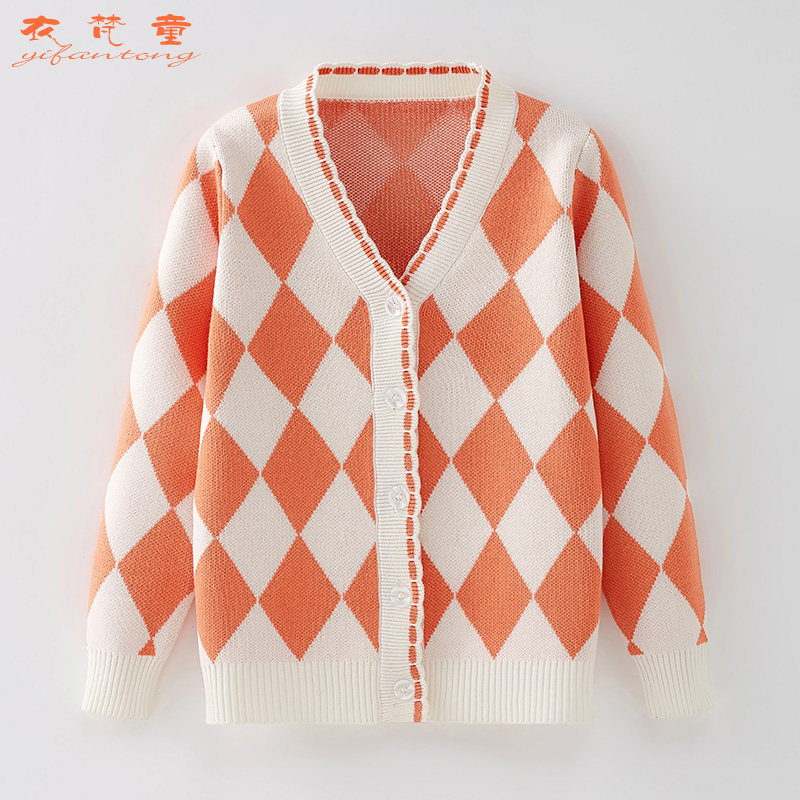 Children's clothing girls knit sweater 2022 new spring and autumn coat coat jacket in the big boy autumn baby sweater gas