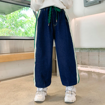 Childrens clothing girls trousers 2022 new autumn clothing middle and large childrens trousers sports pants elastic pants solid color girls legged pants