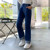 Girls trousers wide-leg jeans spring and autumn 2022 new middle and big childrens trousers autumn straight trousers trousers tide