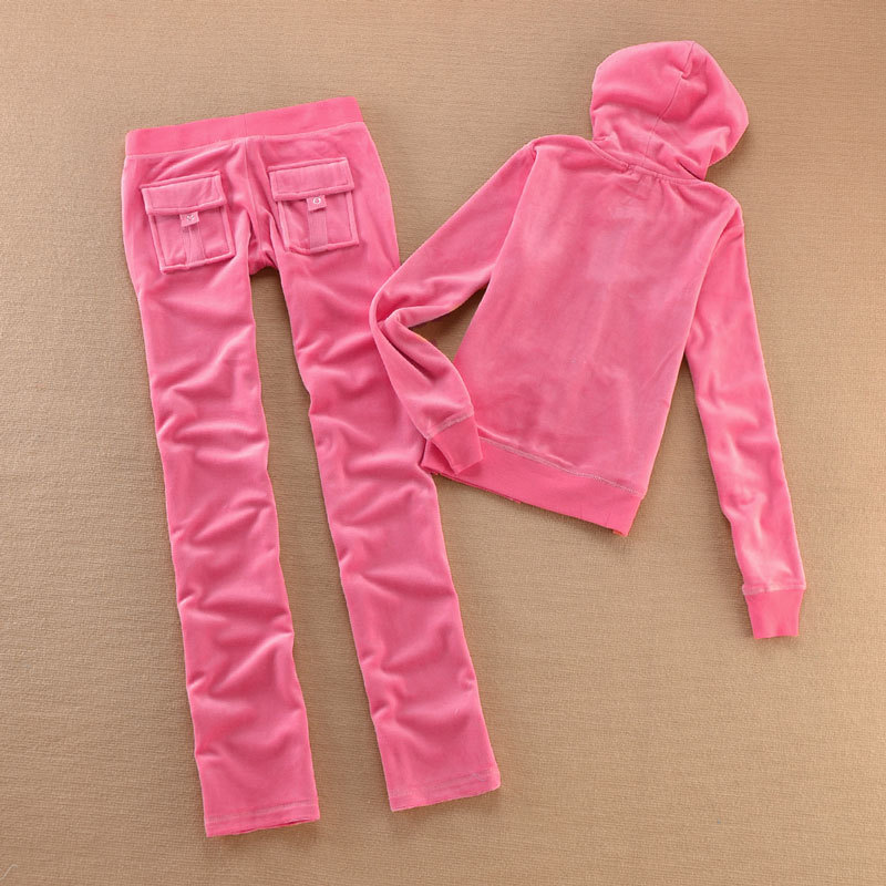 Clearance Sale: European and American Velvet Casual Sportswear Set with Pants, Front and Back Pockets, Low-Waisted Wide-Leg Pants Two-Piece Set