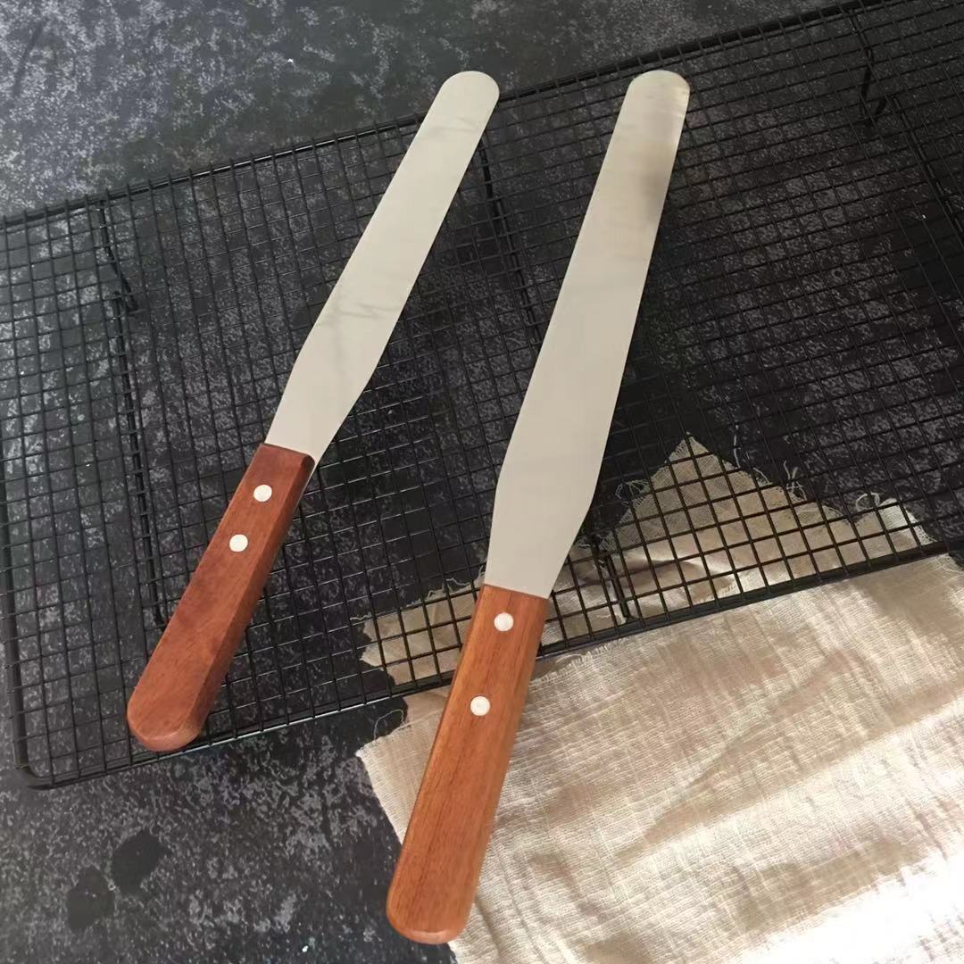 Stainless Steel Cake Rag Scraper Cream Flapping Knife Removing Knife cake Tools 4 6 8 10-inch straight shank crank