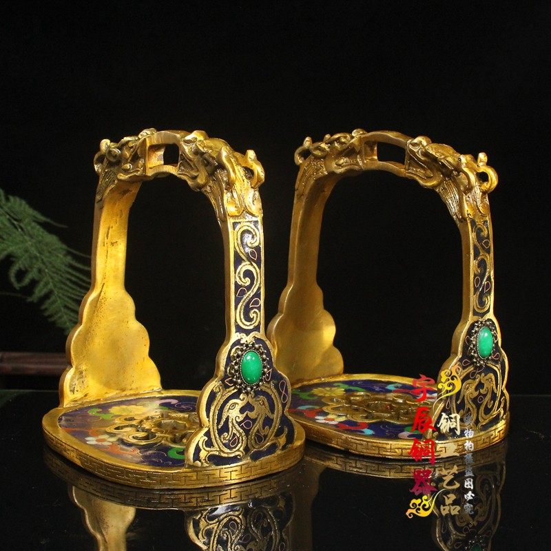 Cloisonne faucet pedals a pair of copper stirrup pure copper inlaid gemstone horse equipment equestrian equipment equestrian supplies harness