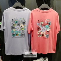 Li Ning short sleeve 2021 new womens fashion trend pattern loose breathable pure cotton sports T-shirt AHSR460