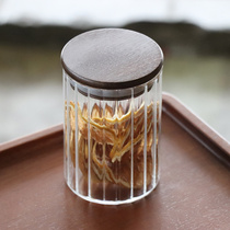 Japan-style Striped Glass Tea Leaf Jars Small Sealed Jar Small transparent Home Dry fruit storage Storage Tank