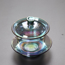 Meet and meet heat-resistant glass three-cap tea cup tea set kung fu tea set large tea bowl