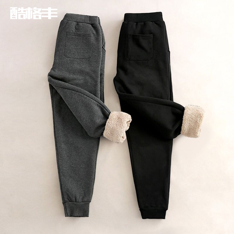 高腰加绒裤羊羔绒裤子保暖休闲裤加厚运动裤哈伦裤卫裤棉裤女秋冬