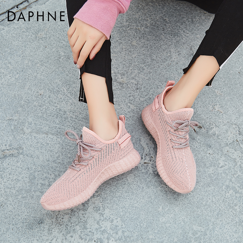 Daphne/达芙妮2019新款飞织鞋百搭透气网红运动鞋女鞋潮鞋加棉鞋