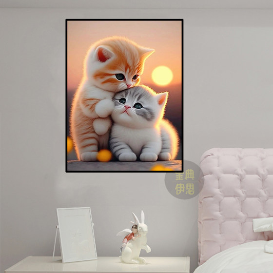 Cute animal cat diamond painting 2024 new handmade 5d dot diamond cross stitch diy living room bedroom full of diamonds