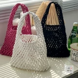 Плетеная барсетка, сумка на запястье, портативная косметичка, в корейском стиле