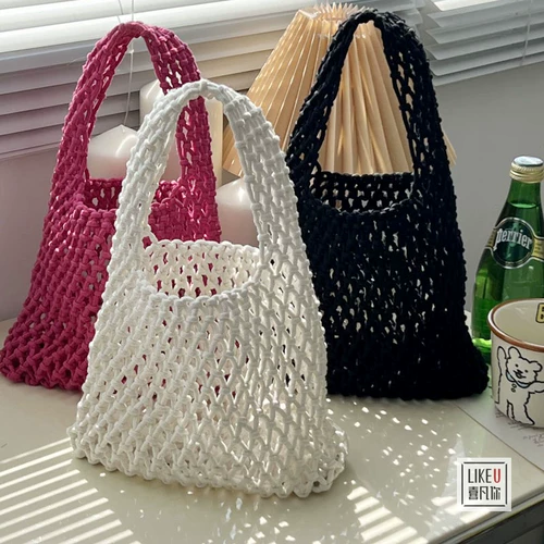 Плетеная барсетка, сумка на запястье, портативная косметичка, в корейском стиле