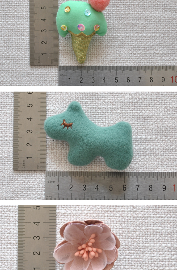 Trẻ em trâm phụ kiện handmade trắng thỏ hươu dog animal flowers phim hoạt hình phù hiệu pin cotton linen nghệ thuật