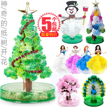 Magic Christmas Tree Paper Tree Blossom Christmas Childrens Toy Watering Crystal Colorful Snowflake Tree 2023 New