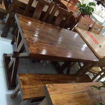 Elm Small Table Square Table 4 - chair table combination Antique Soliwood Hotel family table