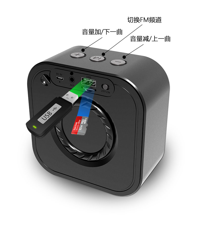 Loa mini Bluetooth có thể được cắm vào thẻ usb âm thanh nhỏ trẻ em mp3 máy nghe nhạc radio loa siêu trầm U - Trình phát TV thông minh modem wifi xiaomi
