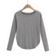 Xiaoru European and American Style Solid Color Basic Round Neck Long-Sleeve T-Shirt for Women, Casual Sun-Protective Cover-Up, Loose Curved Hem Base Shirt
