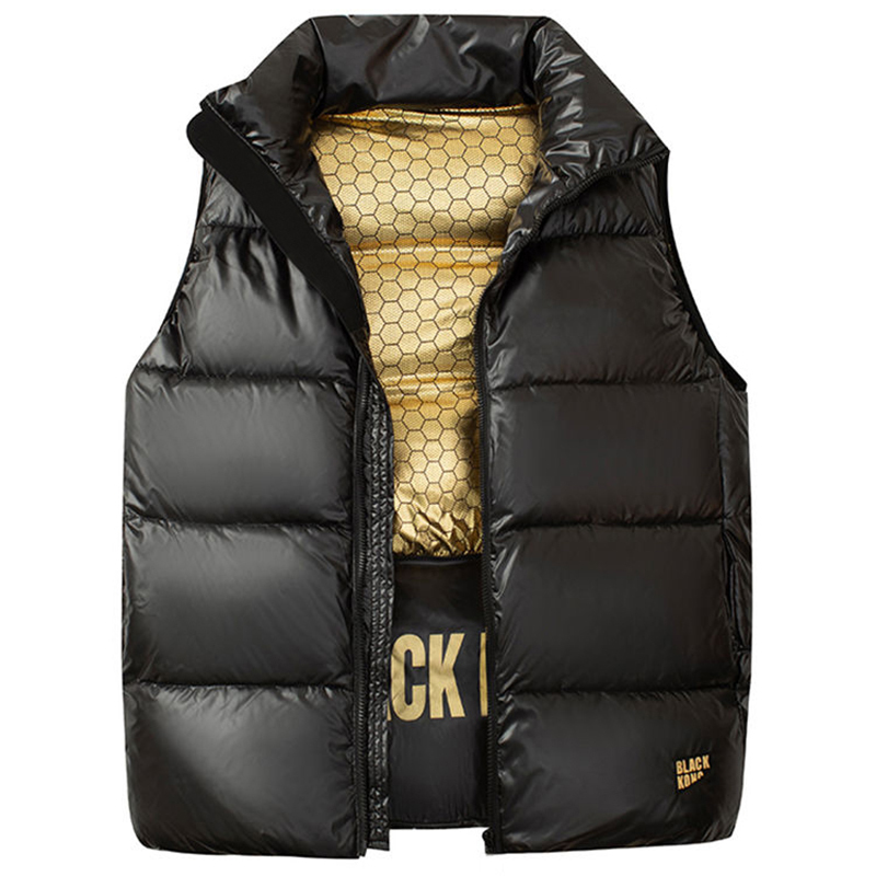 2026 New Style down Cotton Vest for Men and Women, Short Couple's Thickened Vest, Trendy Black and Gold Vest Jacket