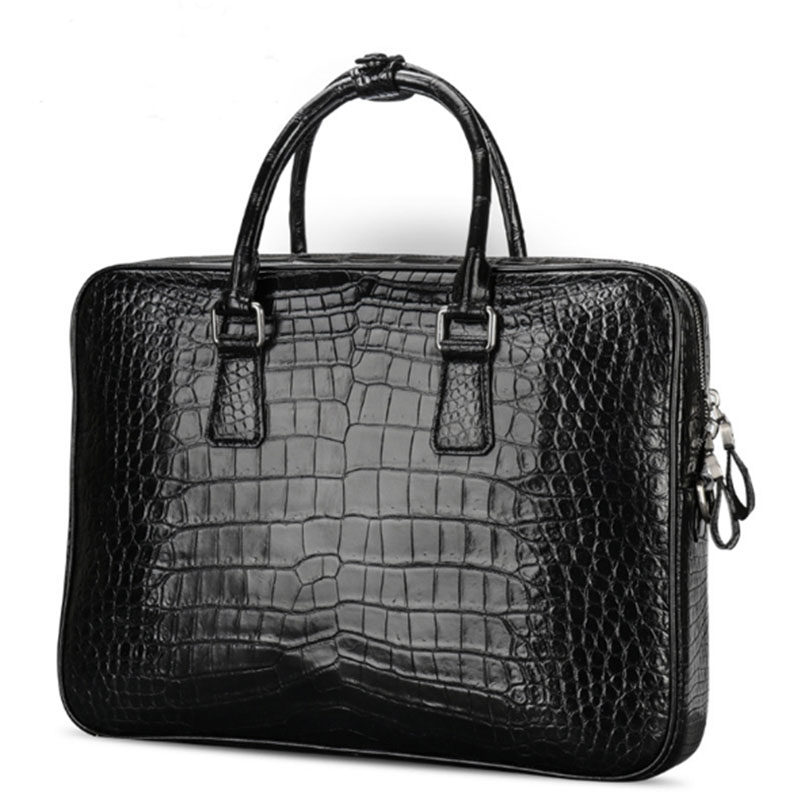 Thailand imported authentic real crocodile handbag men's business high-end belly no splicing large-capacity zipper briefcase
