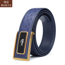 South Africa imports upscale real ostrich leather belt male stainless steel crocodile buckle leather strap genuine leather pure leather pants belt