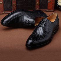 Goodyear mens shoes hand sewn lizard leather lace with pointed leather shoes for delivery elders dad business mens right fit shoes