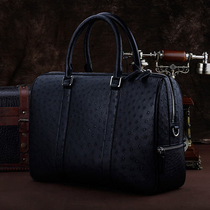 Mens Boston Travel Big Bags Genuine Leather Large Capacity New Hand Single Shoulder Bag Ostrich Leather Business Casual Briefcase