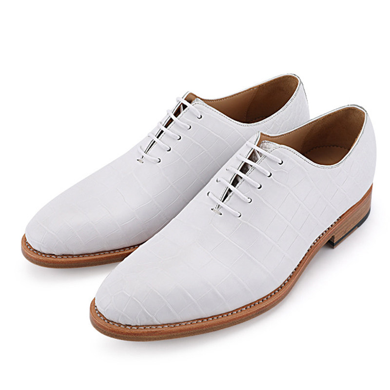 High-end handmade Himalayan white Thailand imported crocodile leather men's shoes belly shoes genuine leather dress Goodyear