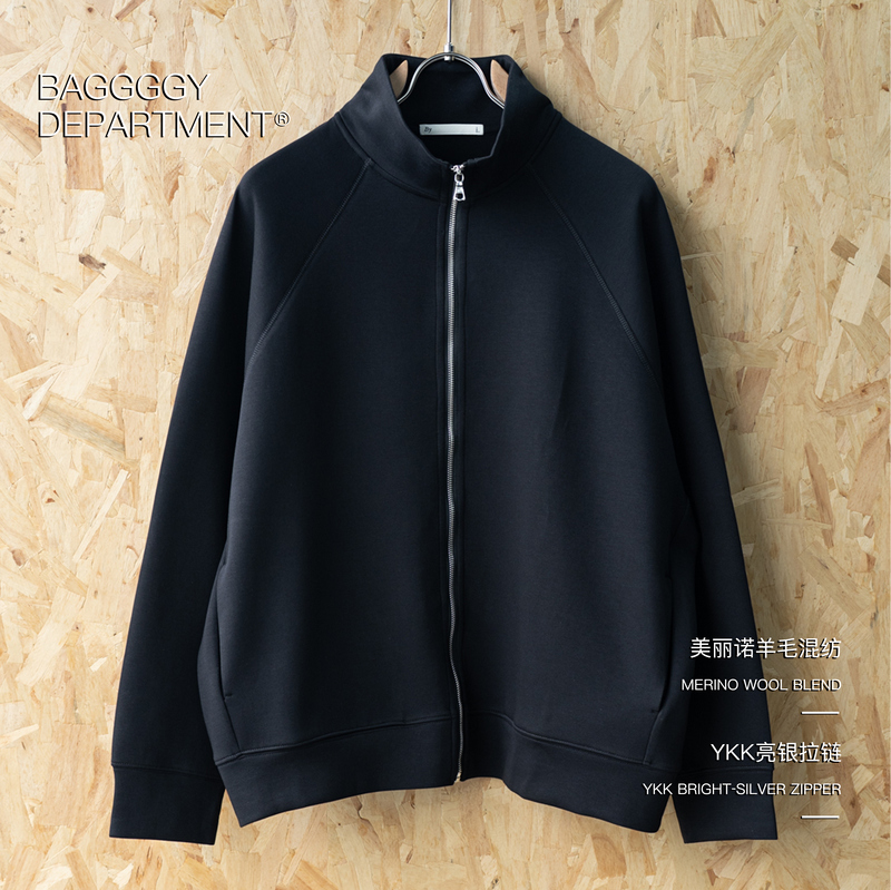 Baggggy Wool Air Layer, Three-Layer Silk Interlining for Heat Retention, Stand-Up Collar Sweatshirt Zipper Jacket, Three-Needle Five-Thread, Plus Size