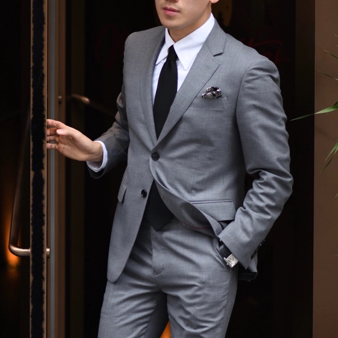 [70% Wool] High-End Business Casual Professional Formal Wear Wool Gray Suit Set for Men, with a Sense of Sophistication
