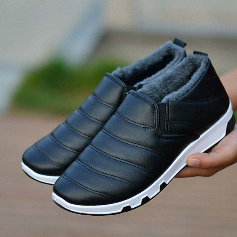 2020 winter new men's cotton shoes plus velvet thick warm leather shoes casual non-slip wear-resistant elderly shoes driving shoes