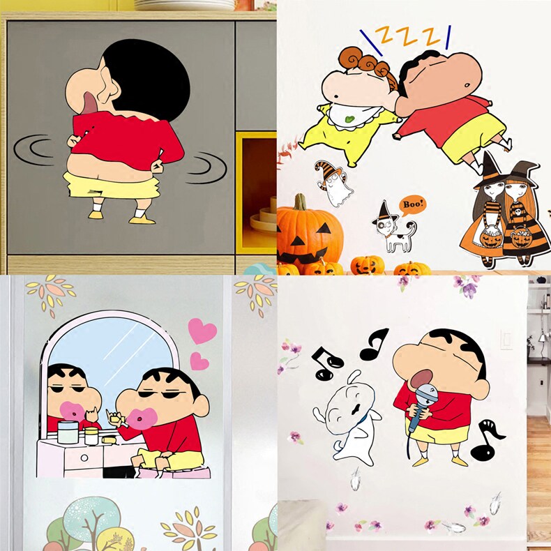 Cartoon living room bedroom wall stickers refrigerator stickers door stickers glass stickers waterproof toilet stickers self-adhesive crayon Xiaoxin
