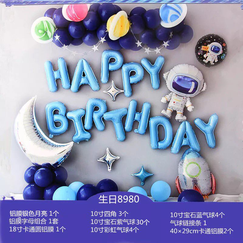 Baby birthday decorations one-year-old scene background wall boy 1-2-3-6-10 years old children's party balloons