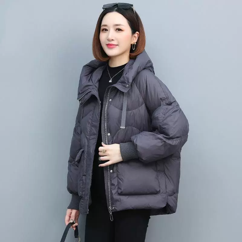 Короткая модная пуховик с пухом, корейский стиль, oversize, увеличенная толщина