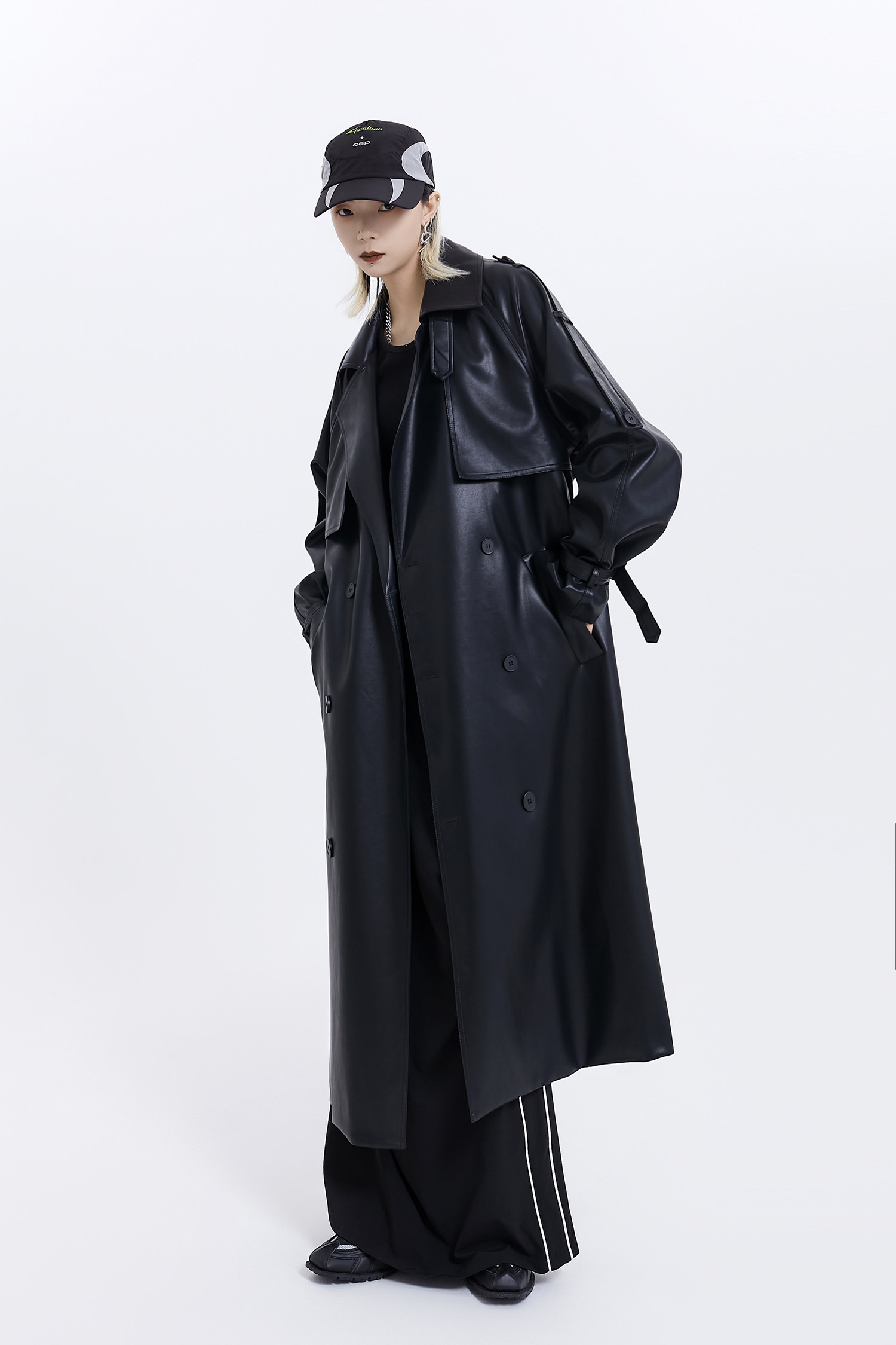 ADAgril Black Leather Trench Coat Women Retro Biker Long Windbreak Jackets Loose Korean Style Fashion Autumn Winter Clothes New