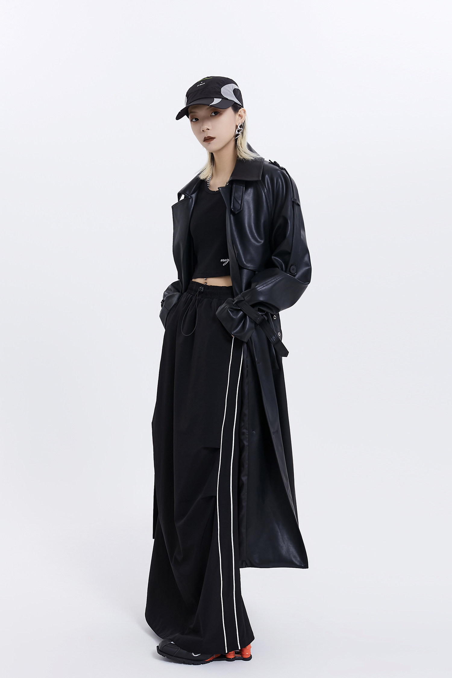 ADAgril Black Leather Trench Coat Women Retro Biker Long Windbreak Jackets Loose Korean Style Fashion Autumn Winter Clothes New