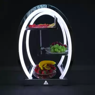 Luminous fruit plate LED bar KTV snack plate triple layer cake dried fruit rack stainless steel creative snack Fruit Platter