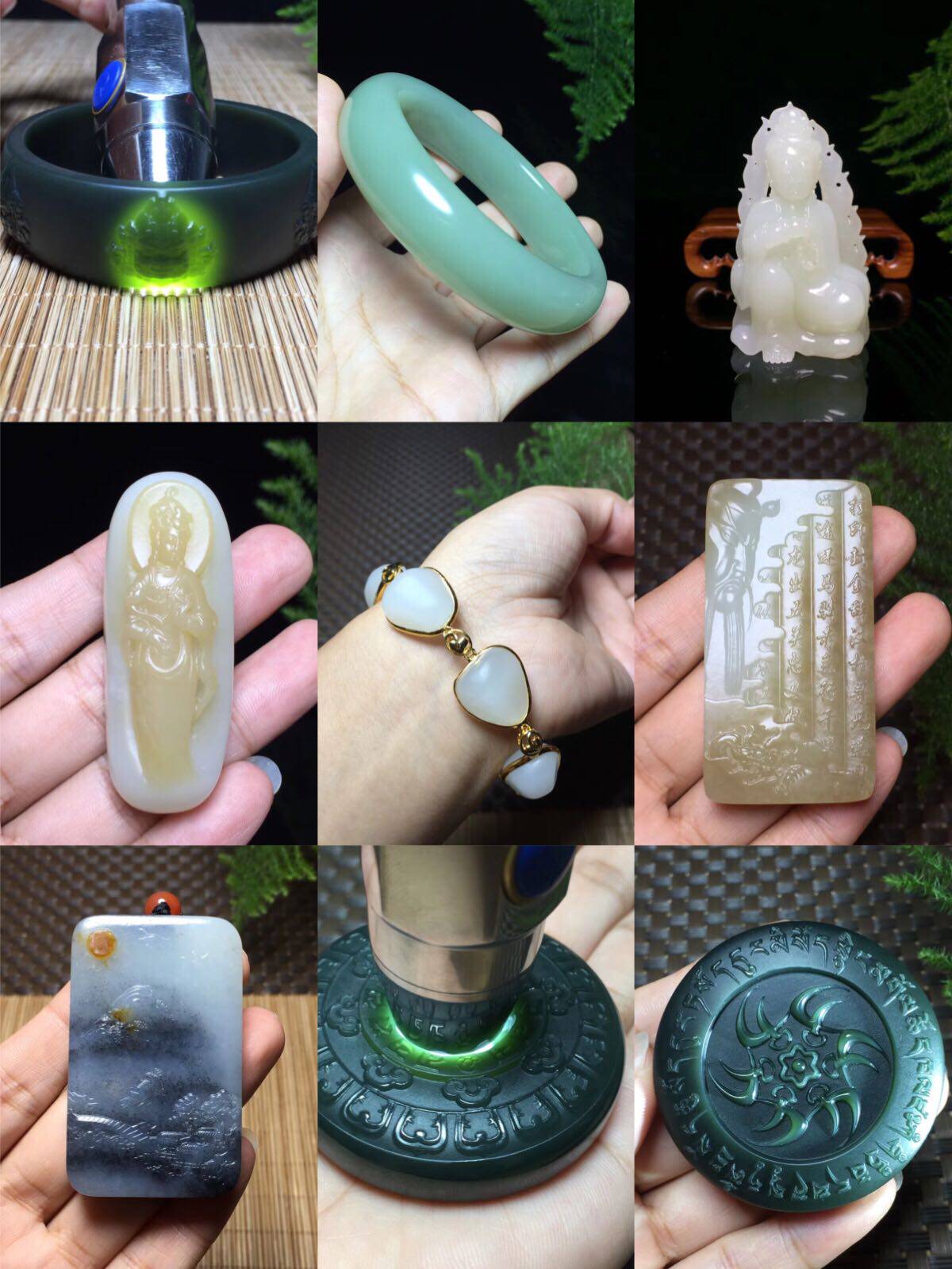 Natural jade pendant men and women Xinjiang Hetian jade Guanyin pendant Buddha card hand bracelet jasper sapphire white jade sale