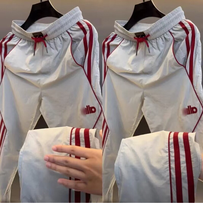 Summer New Men's Trendy Fashion Versatile Casual Pants with Drawstring Waist, Loose and Comfortable, Three-Dimensional Cut Long Pants