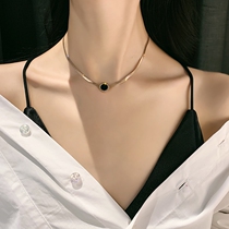 Korean net red round pendant necklace female in high-sensitive temperament kock chain without fading titanium steel neck chain