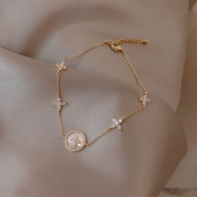 Korean net red zircon flower hand female ins niche design high-end bracelet cool wind simple bracelet