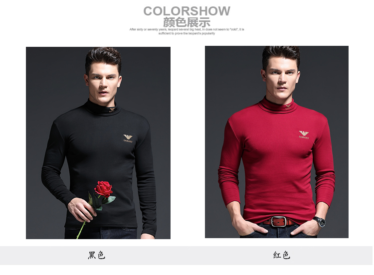 Mùa thu và mùa đông Chiamania nửa cổ áo sơ mi nam chạm đáy Modal nam áo thun dài tay dày cộng với áo nhung t shirt