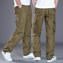 Overalls Mens loose trousers Mens casual pants Loose cotton multi-pocket mens trousers