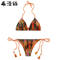 Ximanbai net red with bikini sexy three-point swimsuit lace-up small chest gathered swimsuit female small chest