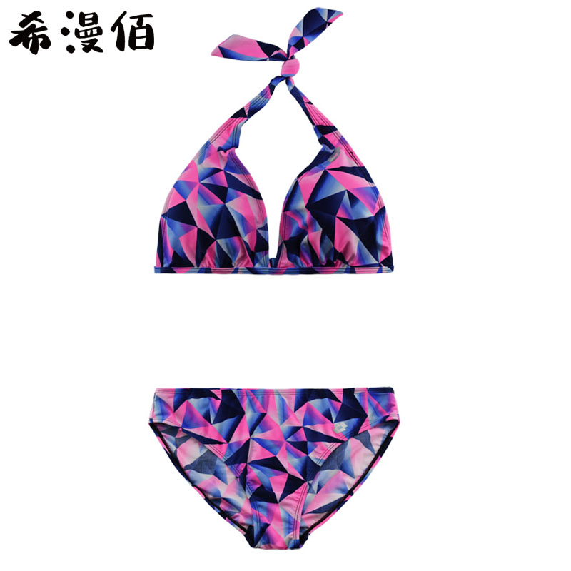 Ximanbai 2020 new hot spring bathing suit female hanging neck strap small chest gathered sexy three-point bikini