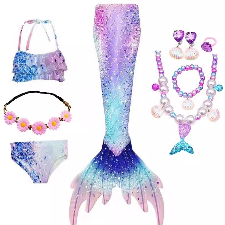 Mermaid Tail Children's Swimsuit Princess Swimwear Baby Mermaid Costume Girls Two-Piece Little Girl Mermaid Tail