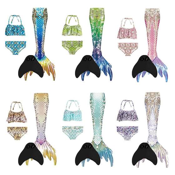 Girls Mermaid Mermaid Tail Children's Swimsuit Adult Parent -Child Princess Princess Skirt Bikinis Summer Summer
