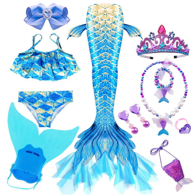 New 2026 Girls' Swimsuit Mermaid Tail Princess Dress Little Girl Baby Swimwear Seaside Beach Bikini