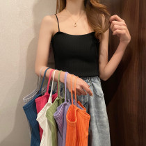 2022 Summer installed new 100 hitch-style Korean version with slim harness waistcoat Undershirt Sexy Sleeveless Knitted Blouse